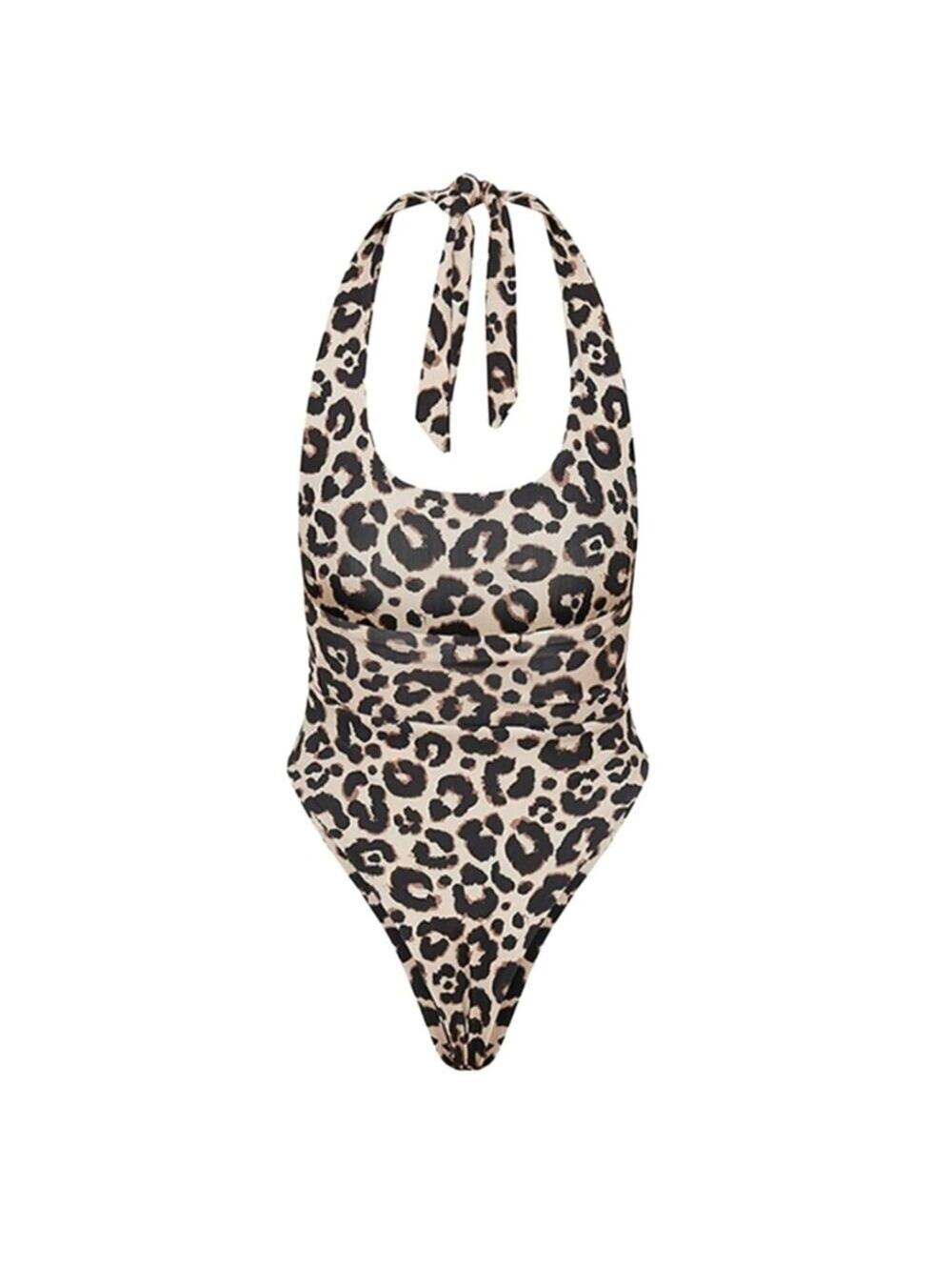 PrettyLittleThing Leopard Print High Leg One Piece Swimsuit Size 0